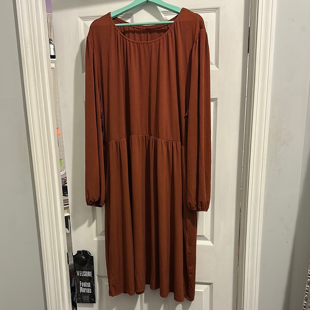 Brown Long Sleeve Dress